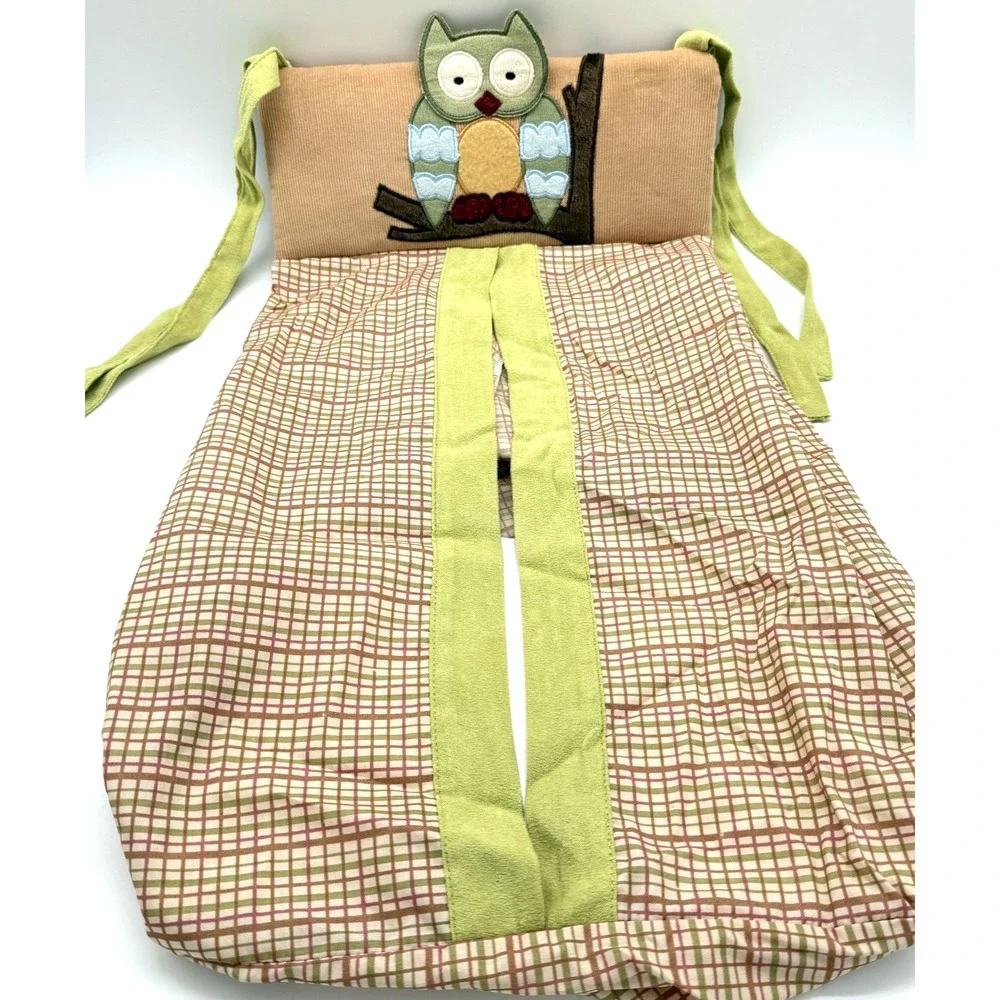 Lambs And Ivy Owl‎ Woodland Tales Nursery Diaper Stacker Green/Brown Check